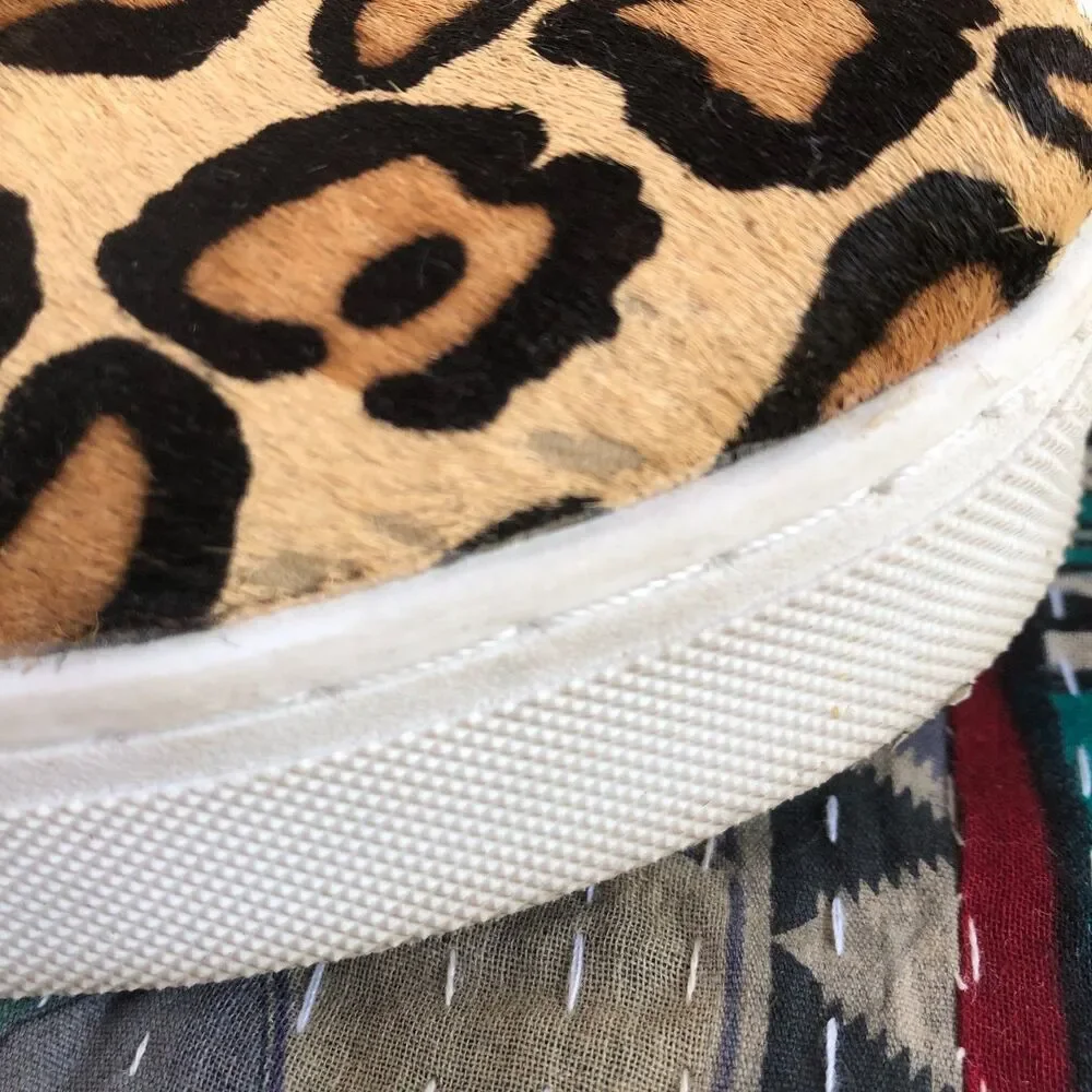 Sam Edelman Leopard Calf Hair Slip On Sneakers Size 7 Tan Black  Lacey